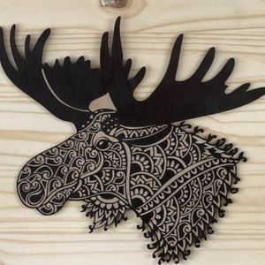 Laser Engraved Wooden Moose Wall Home Decor